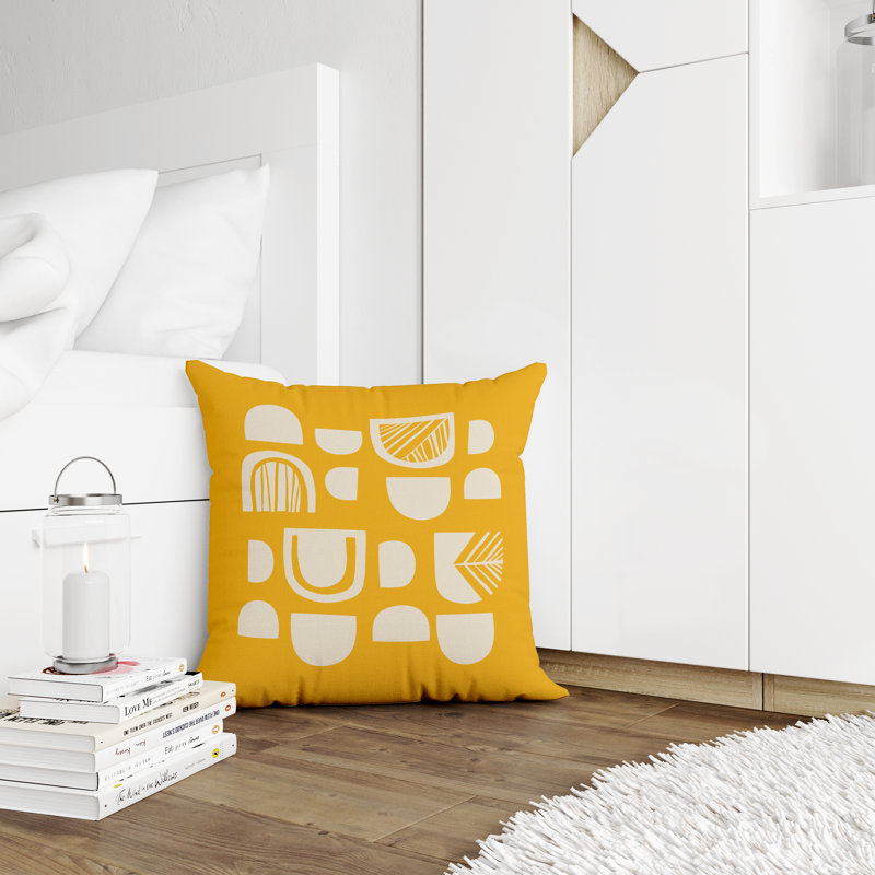 Jeté carré en polyester intérieur / extérieur, L 15 po x H 15 po, Jaune