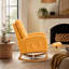 Chaise berçante d'appoint jaune avec repose-pieds à haut dossier en bois d'hévéa