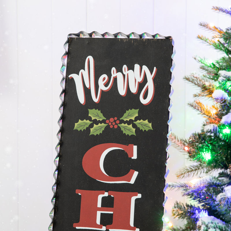 Panneau de véranda de Noël en bois noir 36 po Junno