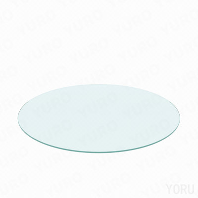 Plateau de table en verre trempé rond de 20 po, verre transparent, bord plat de 1/4 po d'épaisseur poli