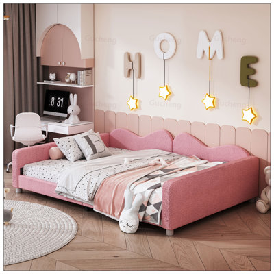 MDF Sherpa Fabric Daybed with Cloud-Shaped Backrest, Comfort and Elegant Design for Modern Living Spaces