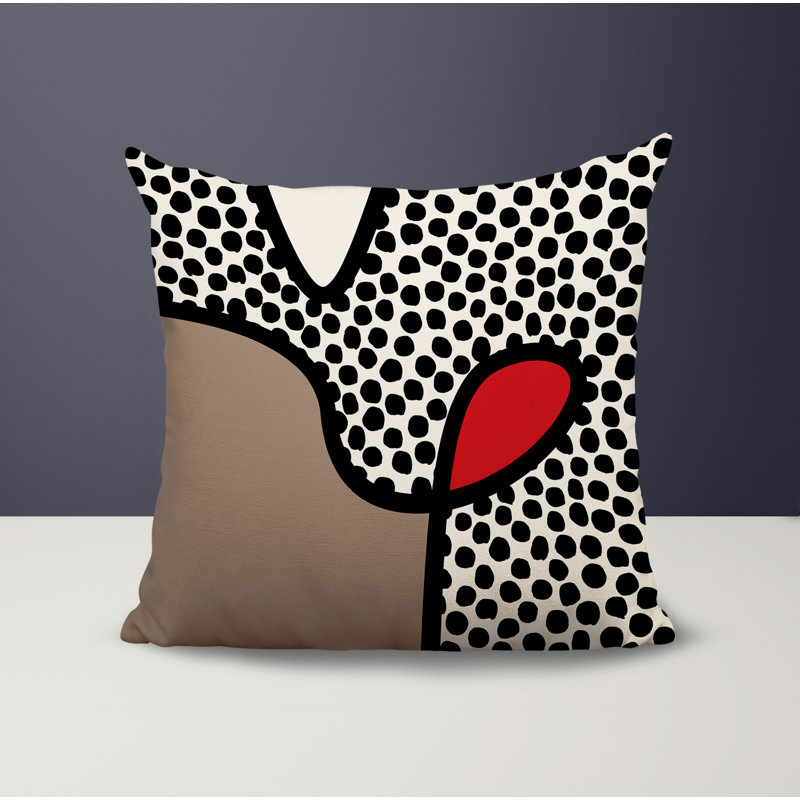 Oreiller carré réversible intérieur / extérieur Vie Abstract, H 17 po x l 17 po, Rouge