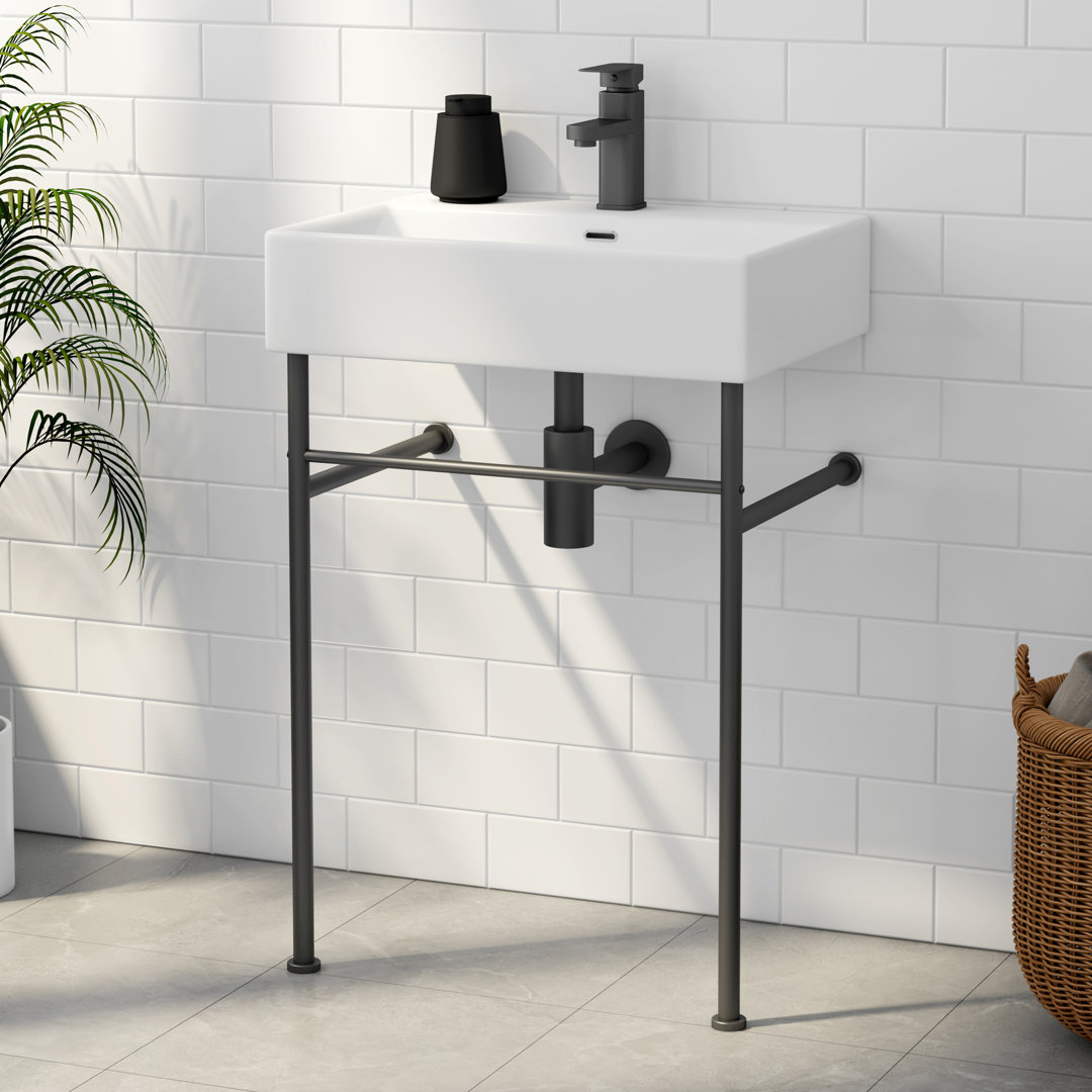 Turner 24" W x 16" D x 35" H Vitreous China Rectangular Console Bathroom Sink with Overflow Eridanus 