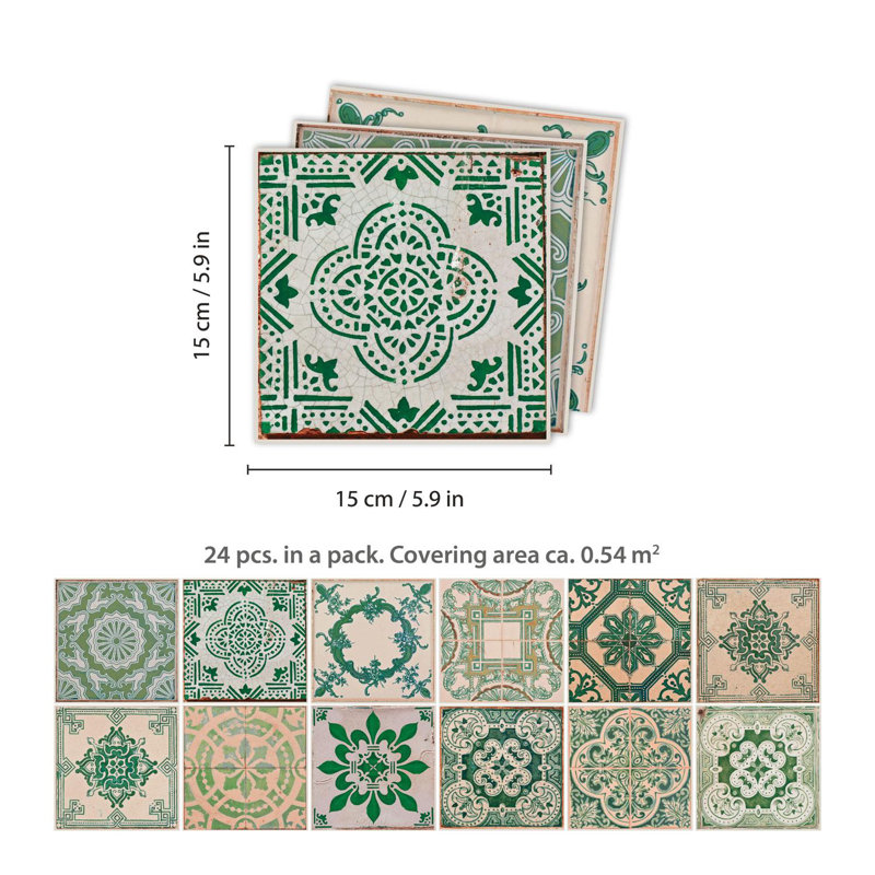 5.91'' W x 5.91'' L PVC Peel and Stick Field Tile