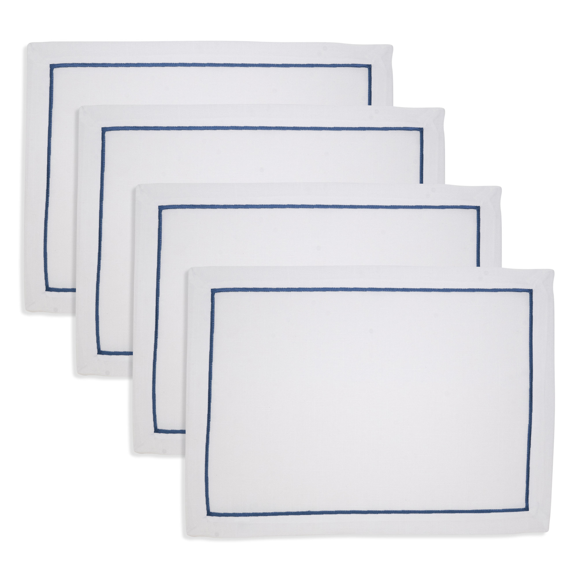 Embroidered Line Design Placemat (Set of 4), Blue