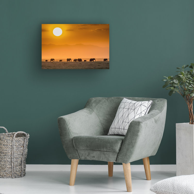 Œuvre sur toile, "Jeffrey C. Sink Sunrise Over Amboseli", H 12 po x l 19 po