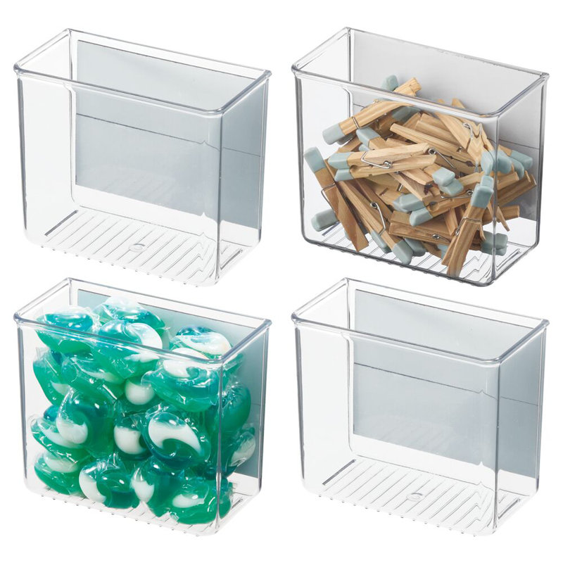Ensemble de 4 bacs de rangement magnétiques pour rangement pour salle de lavage iDesign - Transparent