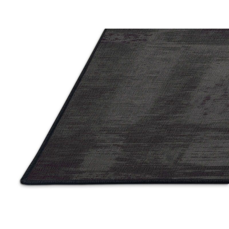 Tapis noir lavable à la machine, Rond 6 pi