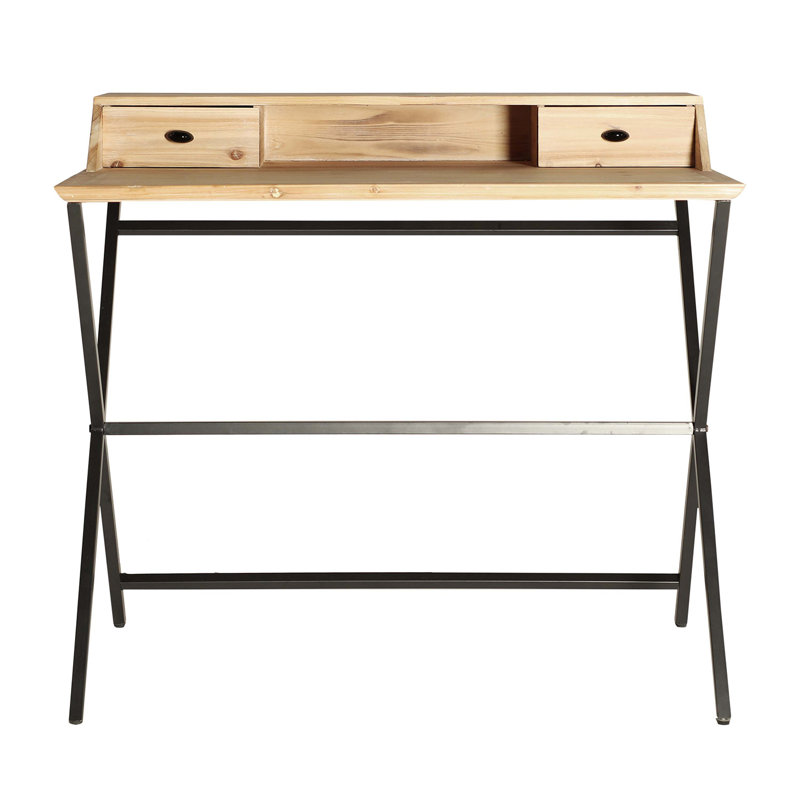 Mercuri Solid Wood Top Metal Base Accent