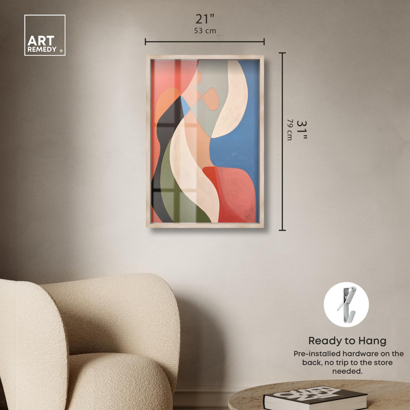 «Curved Planes I Shadowbox Print Modern Office Decor» par Art Remedy, cadre blond, 21 x 31, H 31 po x l 21 po, Cadre blond