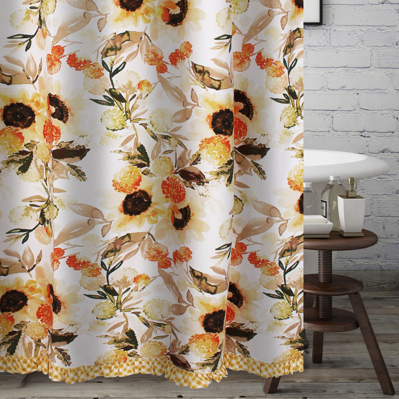 Somerset Gold Watercolor Sunflower Shower Curtain 72" x 72"