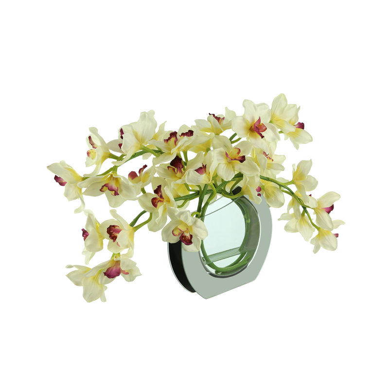 Orchid Arrangement in Mirrored Glass Vase