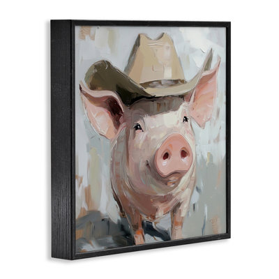 Cowboy Chester Pig Framed Giclee, design by Tina LeCour