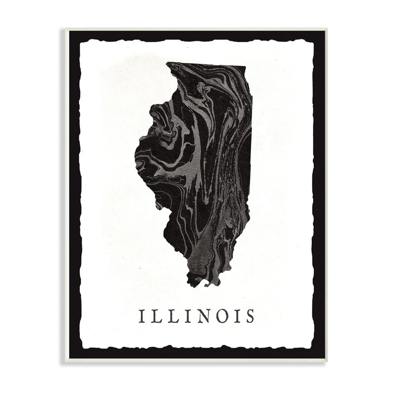 « marbleed paper illinois state silhouette », impression, H 18 po x l 12,5 po x P 0,5 po, Plaque murale