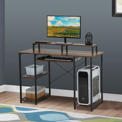 Bureau d'écriture pour jeux vidéo 46 "avec plateau à clavier / support pour écran d'ordinateur / tablettes de rangement / support pour ordinateur personnel Vineyard