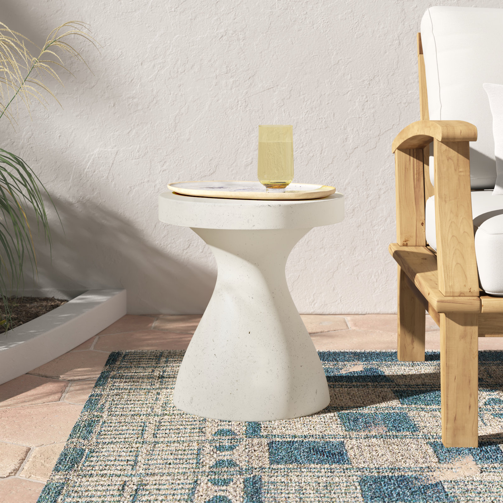 Dodger Concrete Side Table, Textured White