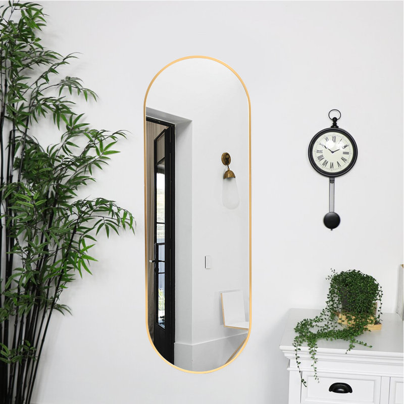 Metal Oval Mirror, 120 cm H x 40 cm W