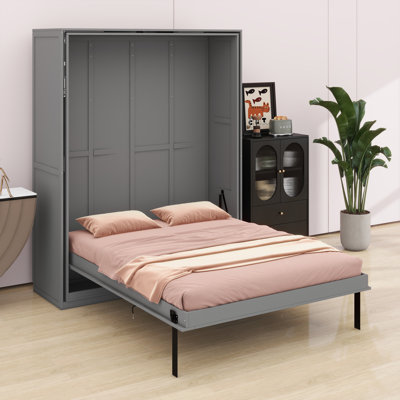 Space-Saving Wall Bed Featuring Hidden Storage Racks, Ideal For Small Rooms And Work-From-Home Setups