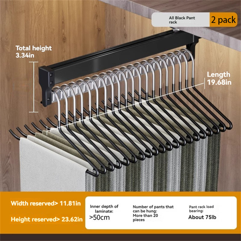 Porte-pantalons extensible avec glissière, H 3 po x l 1 po x P 20 po