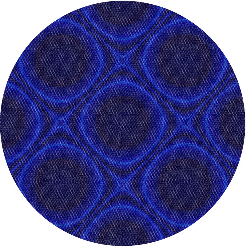 Tapis de zone indigo à motifs, Rond 3 pi