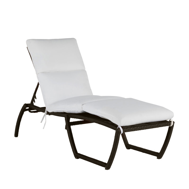 Skye 80.5" Long Reclining Single Chaise with Cushions, No Welt, Bali Pearl, Black Walnut
