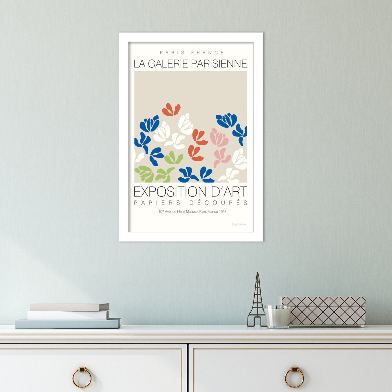 Fleurs de Matisse III Print, White, 12" W x 17" H