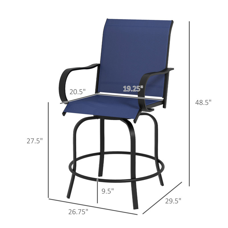Tabourets de bar d'extérieur avec accoudoirs Outsunny, Bleu
