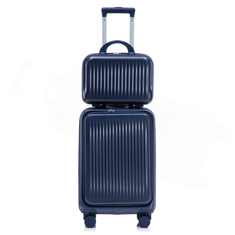 14 "/ 20" 2 pièces / ensemble dans un bagage à roulettes en ABS, avec serrure à combinaison et ouverture avant, étui à cosmétiques 14 "