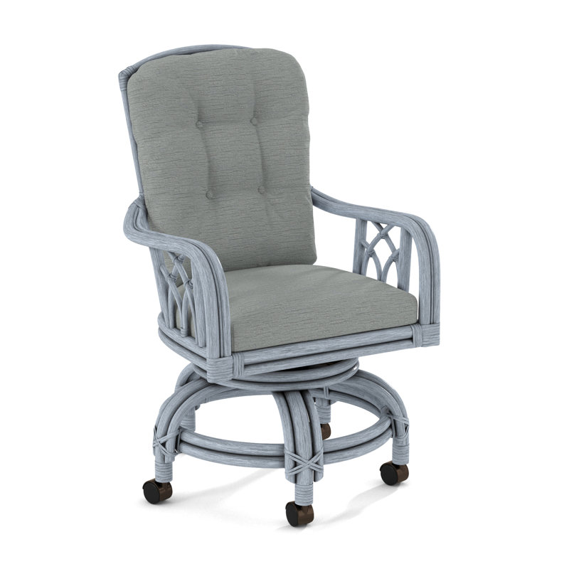 Edgewater Castered Arm Chair, White Sugar Performance; 0863-91, Sea Glass