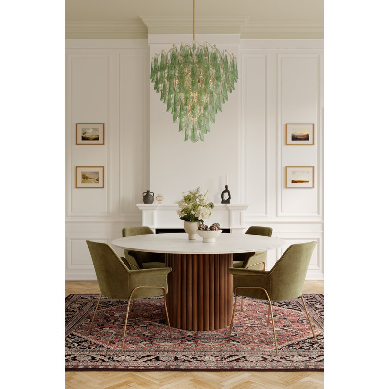 Luminaire suspendu 21 lumières 32,5 po Verla Crest, Transparent / vert