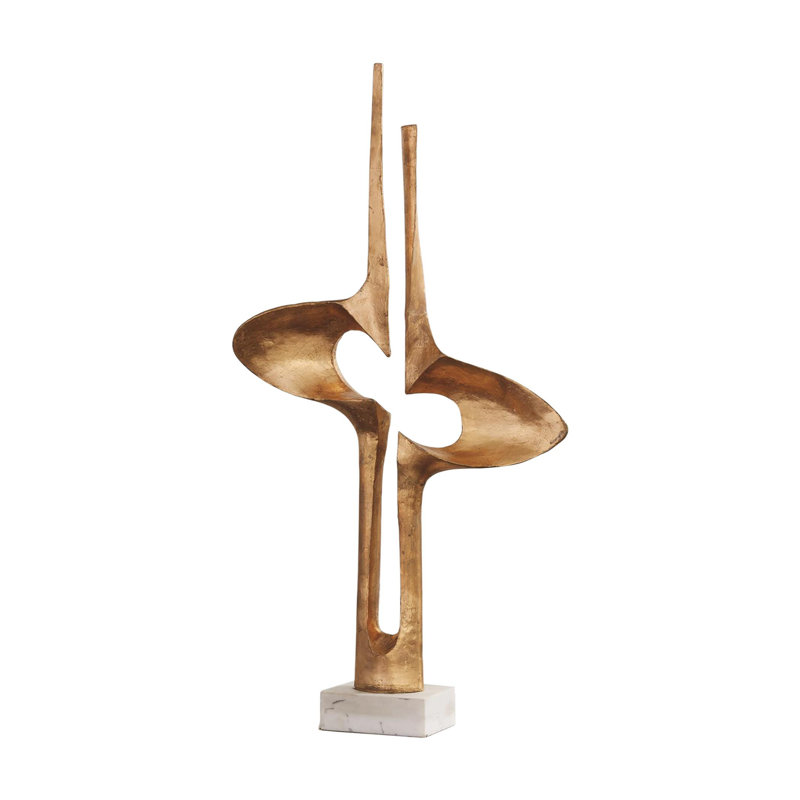 Brother and Sister Sculpture, Gold/White