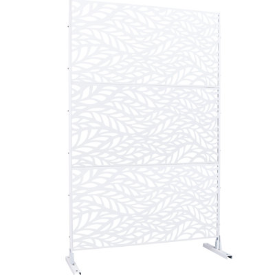 Écran d'intimité blanc H 76 po - métal autoportant pour terrasse, patio extérieur et intérieur