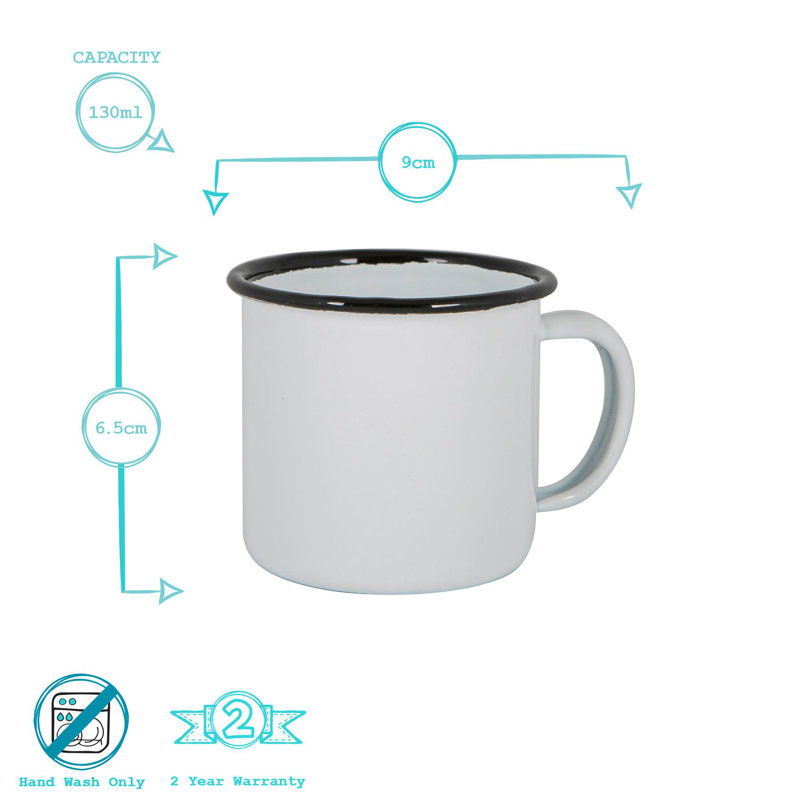 Enamelware Espresso Cup, White/Black, 12