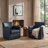 Sandra 29'' Wide Genuine Leather Swivel Chair (Set Of 2)-1914521481
