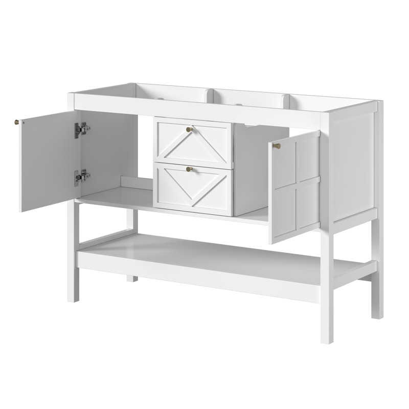 Base de meuble-lavabo simple 48 po seulement, Blanc / Blanc