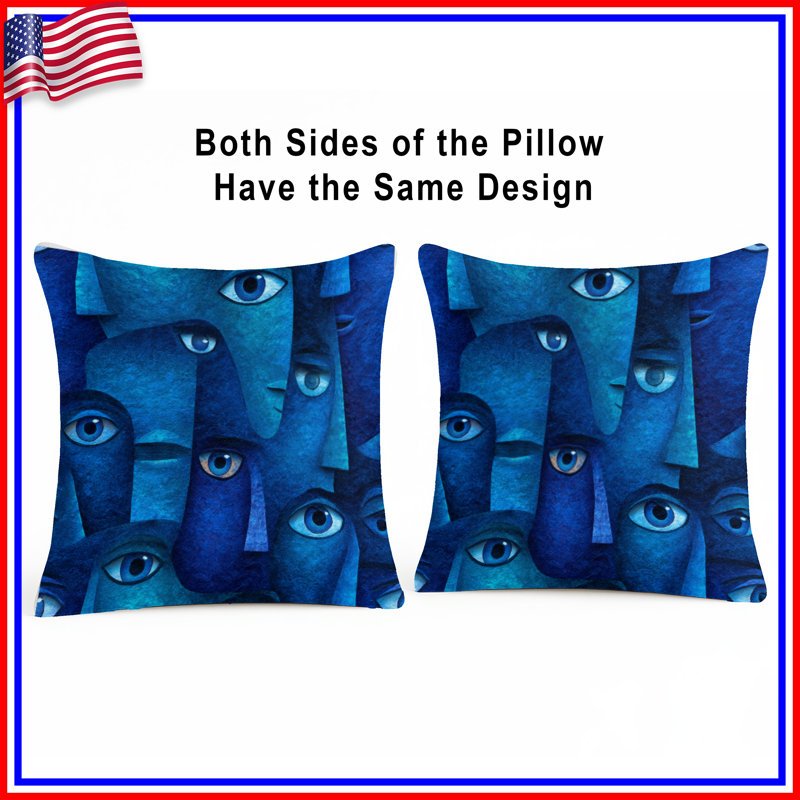 Coussin décoratif Abstract faces, coussins double face Art, 14 X 14 pouces