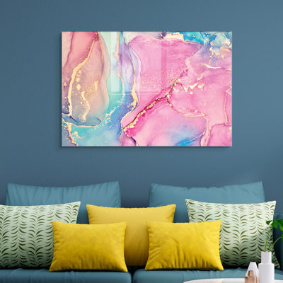 Peinture élégante en verre trempé de 11,8 po x 17,7 po | 100% verre trempé, épaisseur: 0,16 pouce | Superbe art mural pour la décoration intérieure, durable et facile à nettoyer, parfait pour les espaces de salon et de bureau