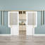 Porte coulissante à galandage 64 x 80 po en verre trempé dépoli semi-vitré avec fermeture amortie, double battant à âme pleine 32 x 80 po, peignable et imperméable, utilisable comme porte de buanderie, porte de placard, porte de chambre ou porte escamotable.-74797408