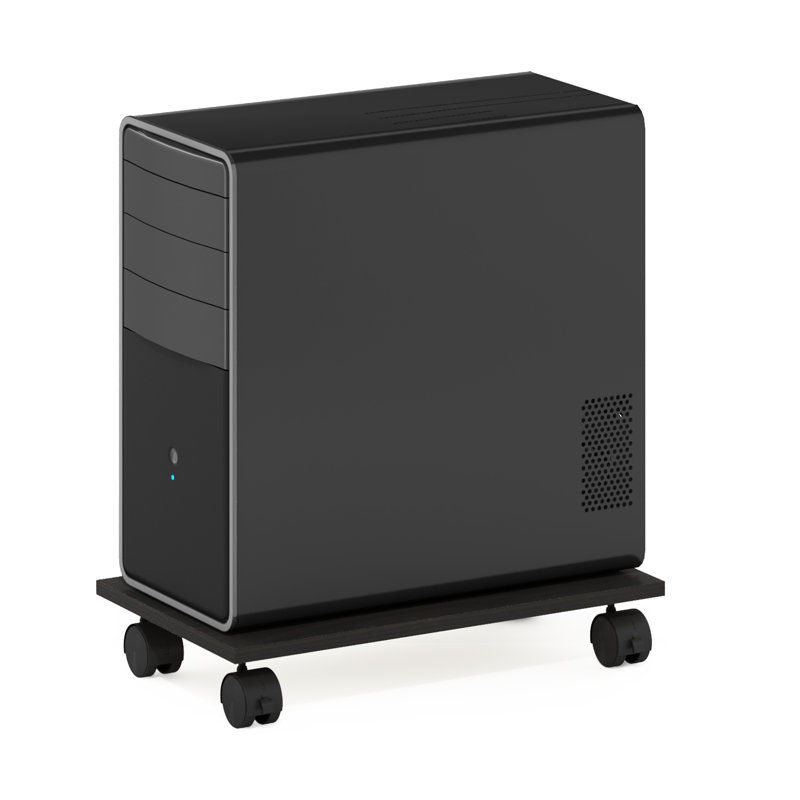 Espresso Particle Board Under Desk CPU and Printer Holder with Wheels