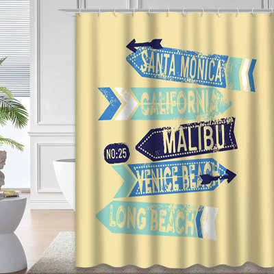 Rideau de douche avec 12 crochets Surf