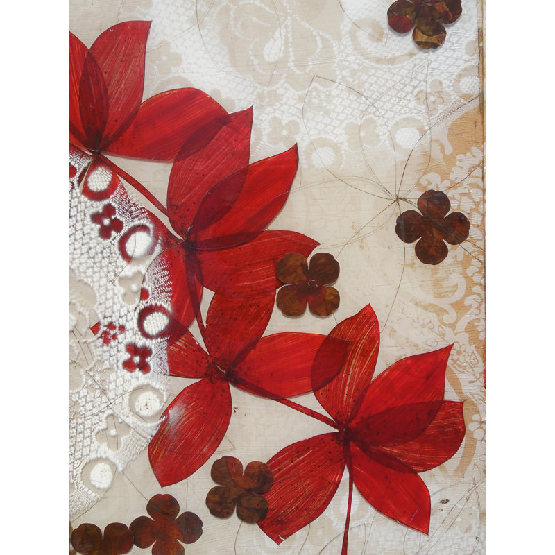 Flowers Red Print by Karen Sikie, 31.25" H x 25.25" W