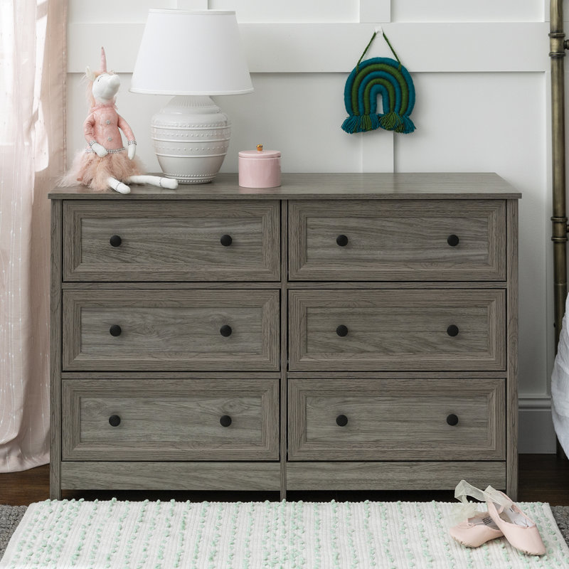 Commode double l 6 tiroirs Lindberg, Gris ardoise