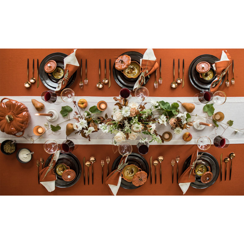 100% Pure Linen Hemstitch Dinner Napkins - Classic Hemstitch, Cinnamon