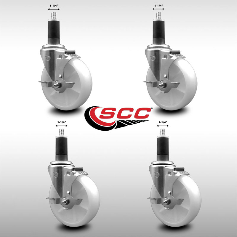 Ensemble de roulettes extensibles pivotantes en nylon de 5 po 1-1 / 4 po avec frein SCC