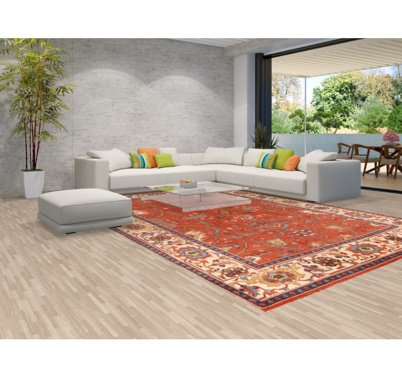 Tapis traditionnel indien en laine orange 10x14