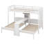 Lit superposé simple au-dessus de simple et simple avec bureau et tablettes de rangement, cadre de lit superposé triple en bois peu encombrant avec éclairage DEL-1524006607
