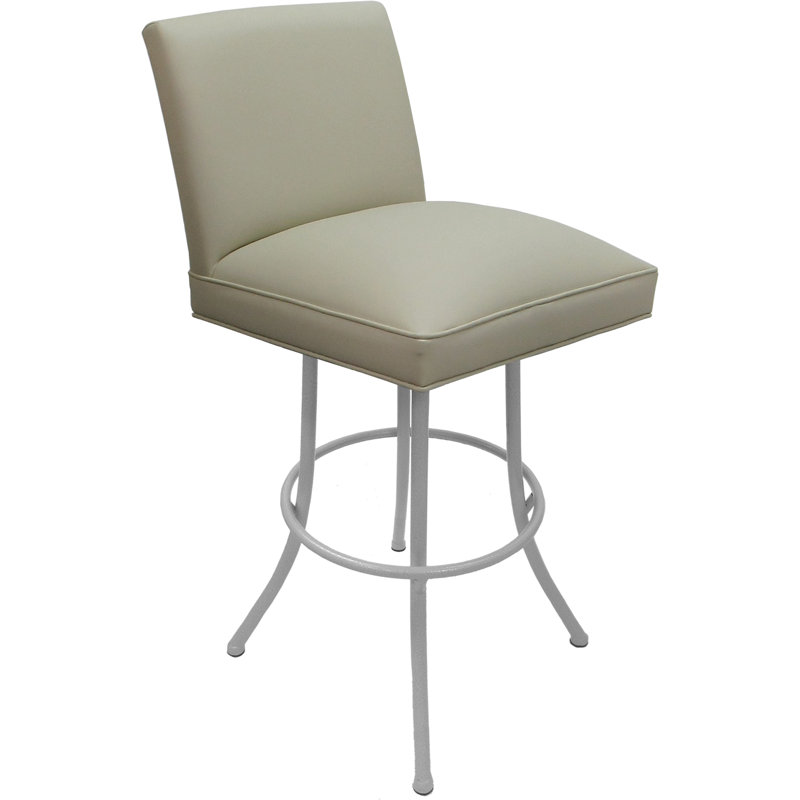 Tabouret de bar pivotant en métal - siège d'une hauteur de 30 po, Siège beige / structure blanche