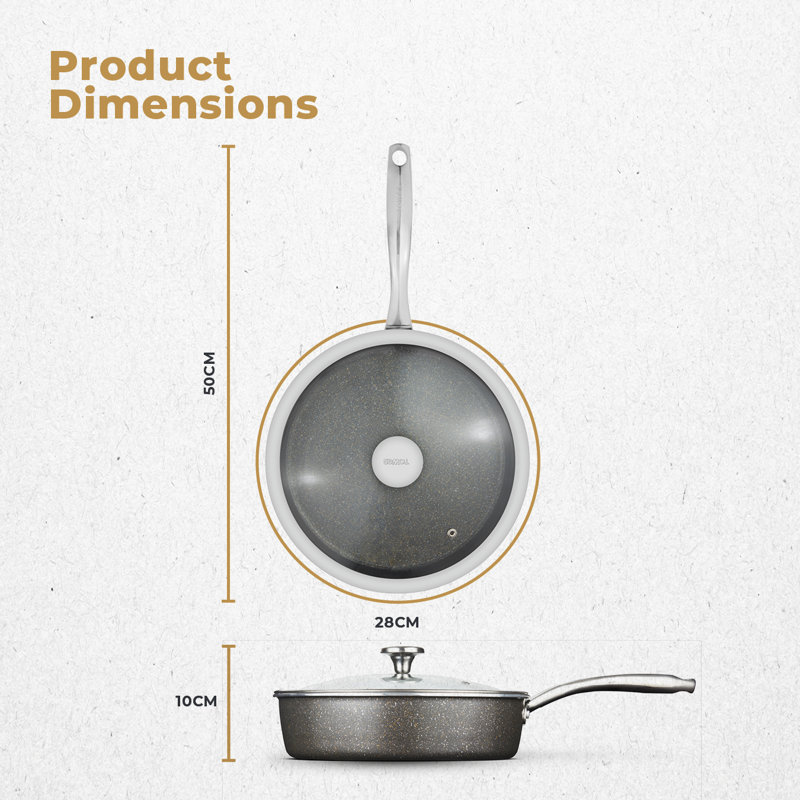 Tower T900205 Cerastone Pro 28cm Forged Aluminium Multi-Pan with Tempered Glass Lid, Non-Stick Coating, Graphite