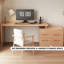 Bureau d'écriture entièrement en bois massif avec armoire de rangement et petite table d'étude Mid-Century-131238627