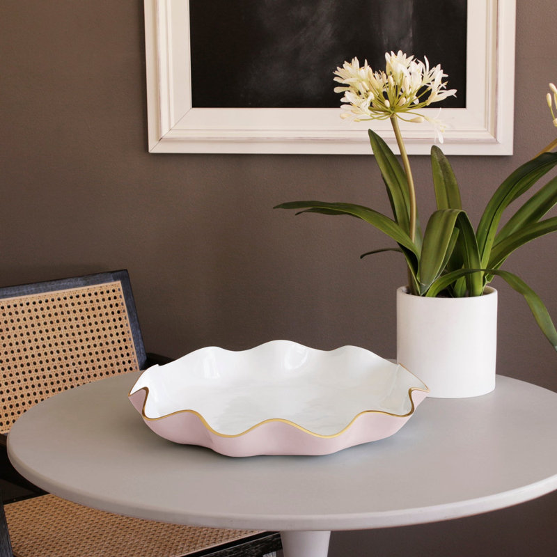 ENCANTO Carola Grand plat rond (Camélia et blanc)